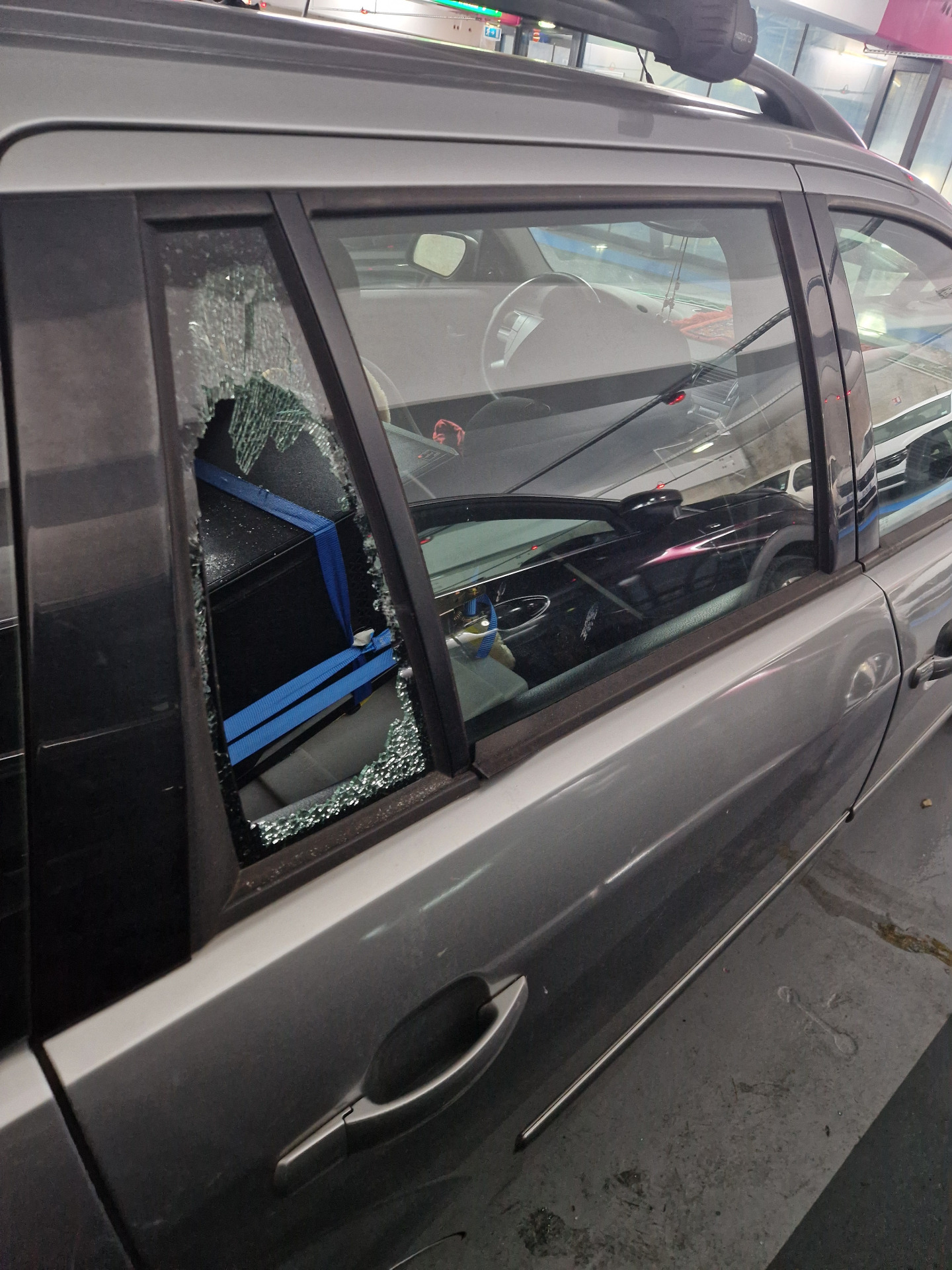 The damage left by the thieves.